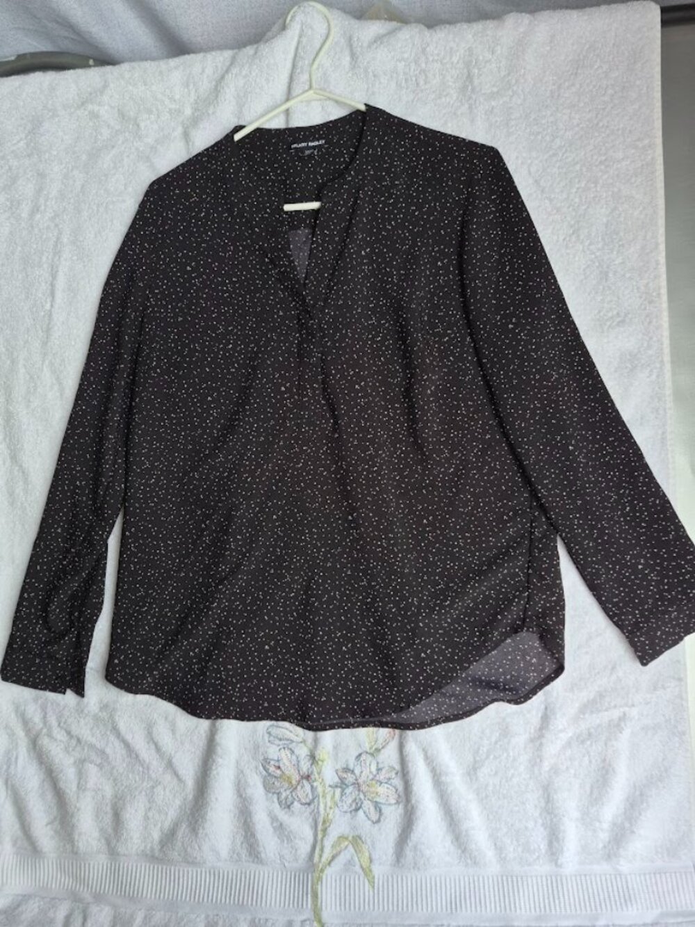Hilary Radley Polka Dot Blouse Size M Black with white polka dots